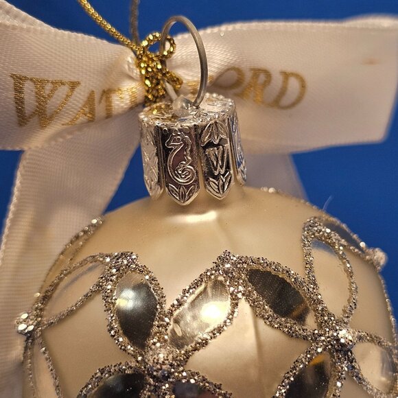 Waterford Killeen Snow Bell Blown Glass Ornament SILVER Glitter 4.25"   READ - Picture 5 of 9